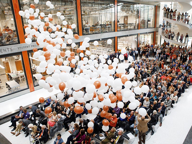 view of EERC interior will balloons dropping