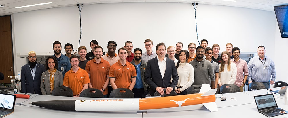 Students and leadership of Firefly Aerospace in Firefly@UT lab