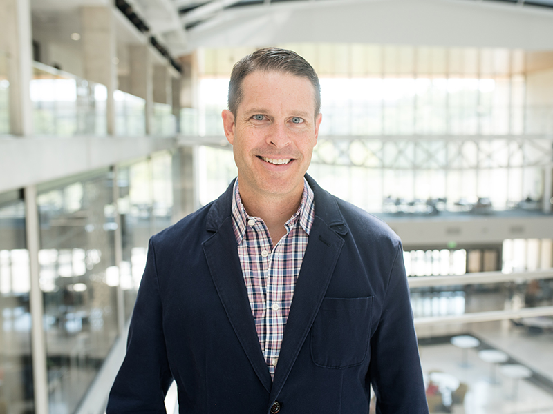 Todd Humphreys inside of the Engineering Education and Research Center