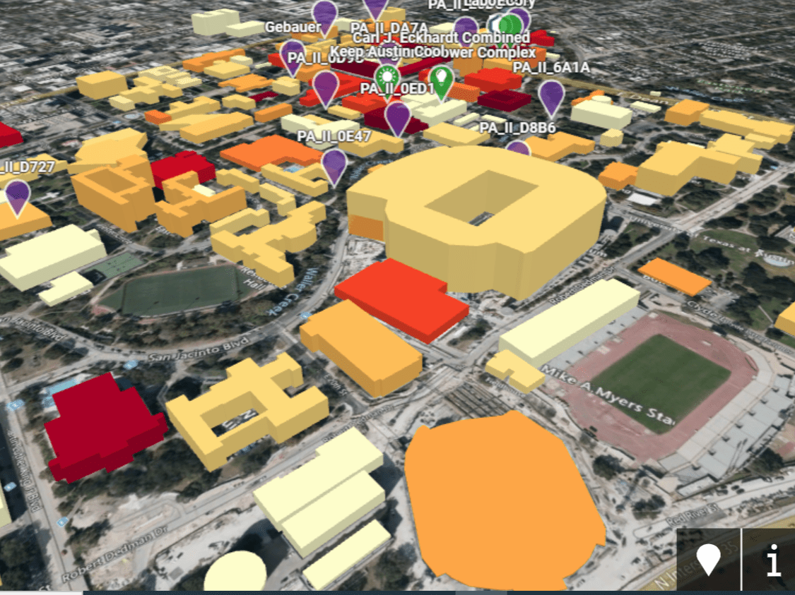 map of energy usage on UT Austin campus