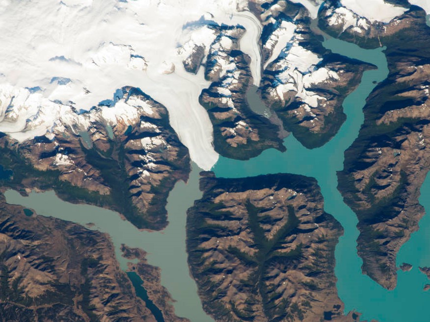 Satellite view of glacier in Argentina