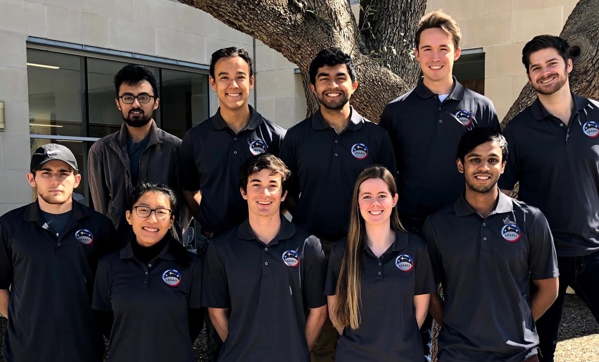 Legaci student team wearing matching LEGACI shirts