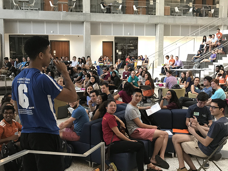 Texas engineering students listening to student speaker at Student Leaders Conference