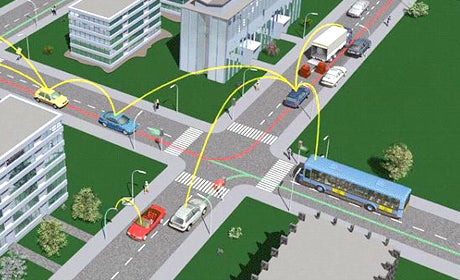 Graphic of cars driving on a busy street