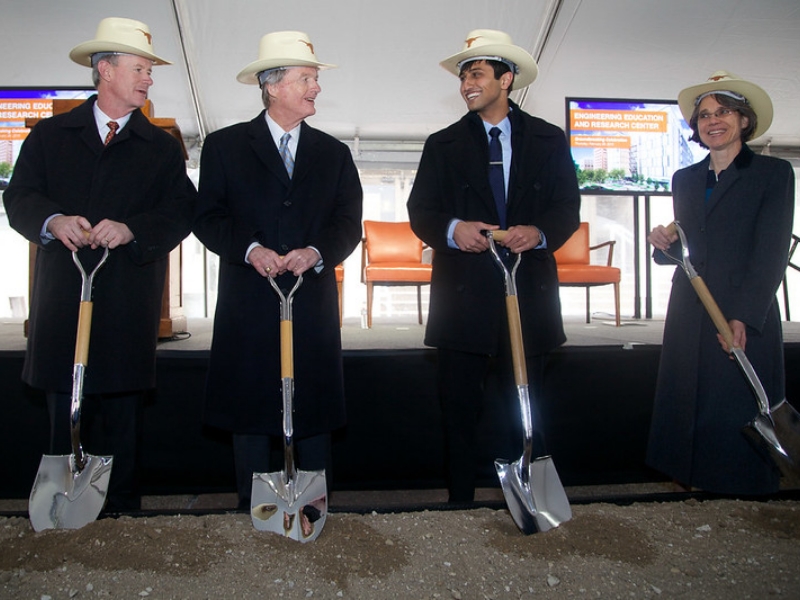 Dean Sharon Wood and others holding shovels at EERC groundbreaking ceremony