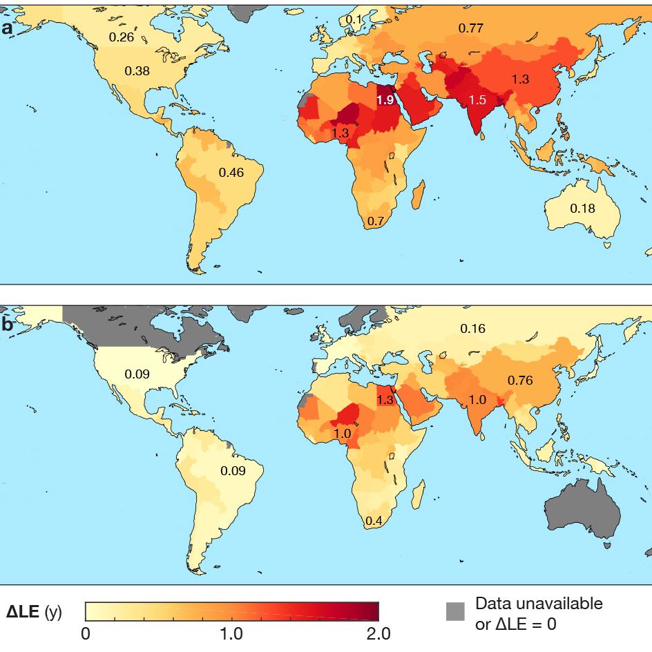 Map of air pollution across the globe