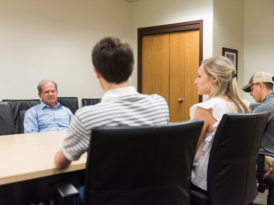 Scott Sheffield meeting with student