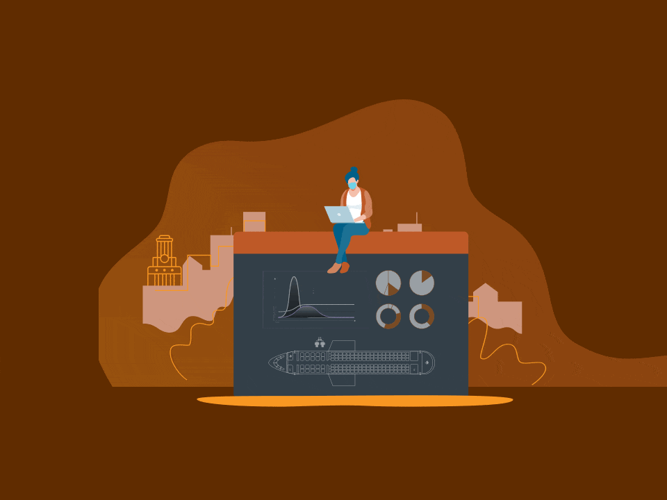 illustrated gif of person driving truck, person walking, person working