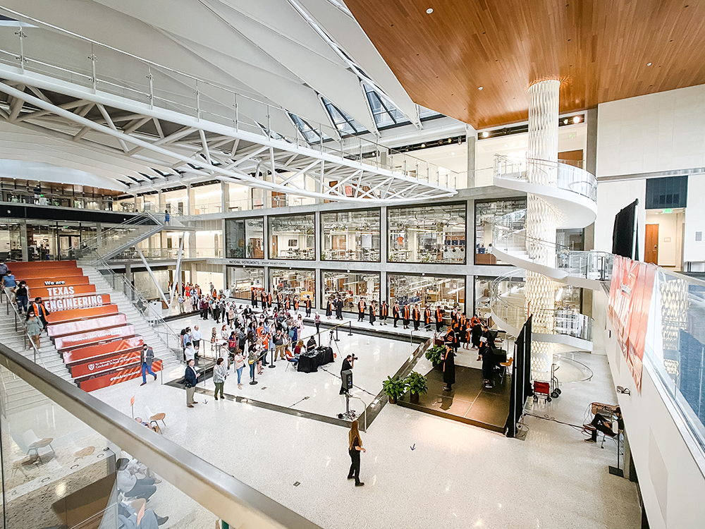 Texas Engineering students gathered in the EER building