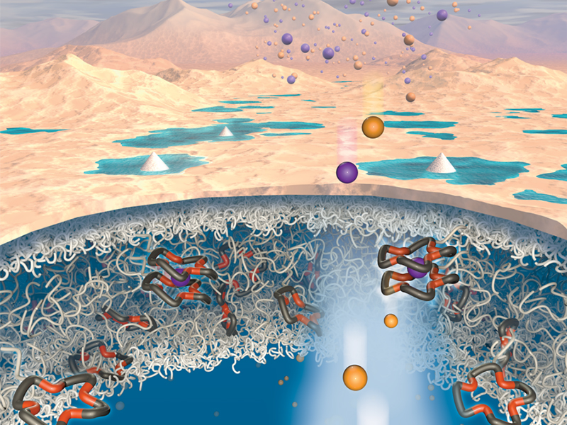 Graphic representation of lithium being extracted from water