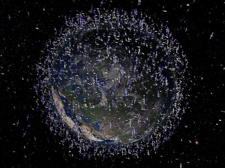 Space debris surrounding earth