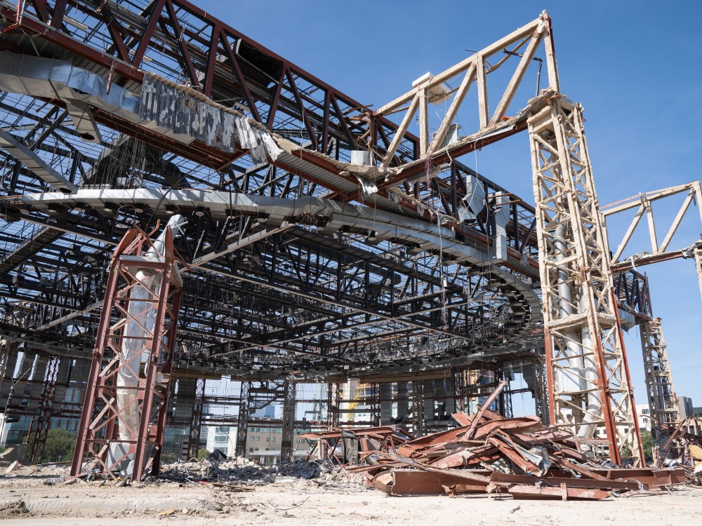 Partially torn down Frank Erwin Center