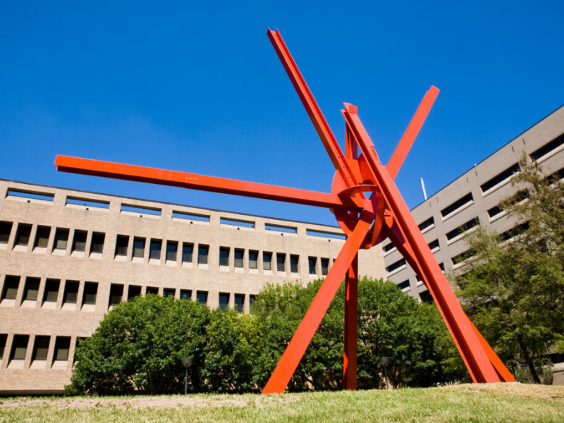 Clock knot sculpture on UT Austin campus