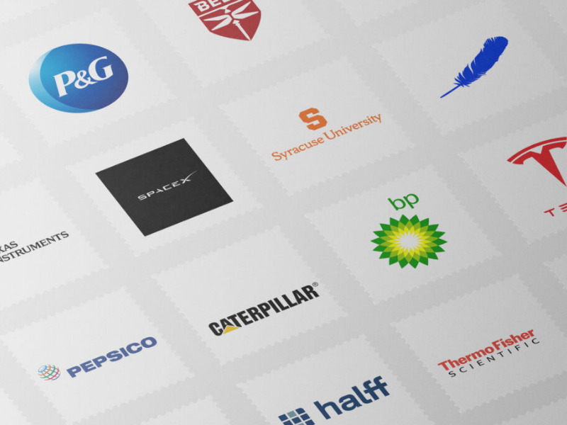 Collage of various company logos