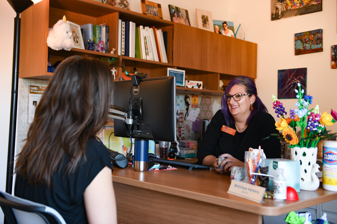McKinlaye advising student in her office as part of Engineering Student Services (ESS).