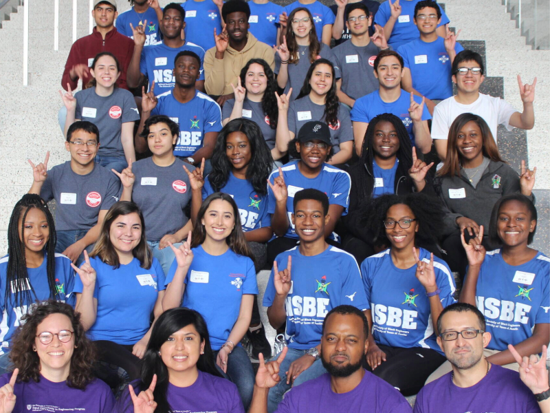 A group photo of the UT Austin chapter of the National Society of Black Engineers