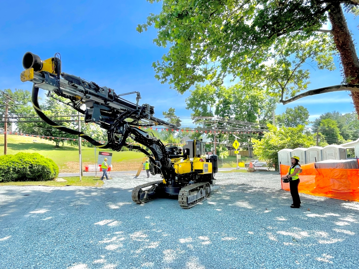 Texas Engineer Cambry Stratton at a construction site during her internship.