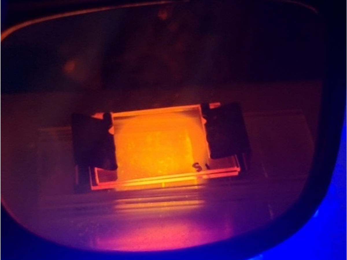 Light being blasted onto a semiconductor chip