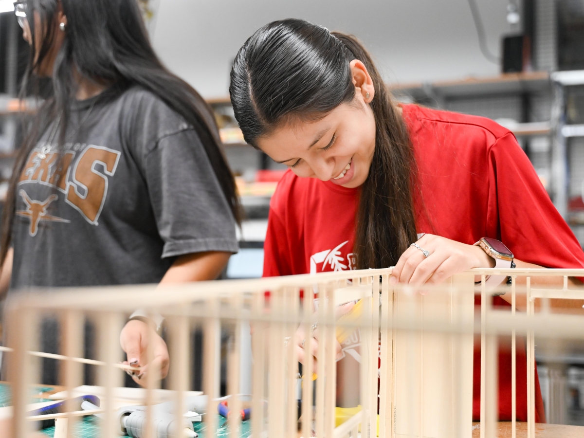 A student works on a project at Texas Inventionworks.