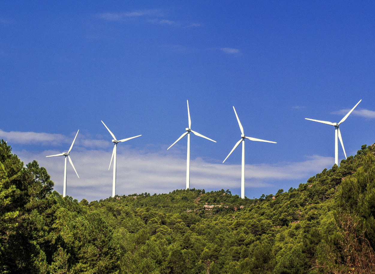 Wind turbines on a hill