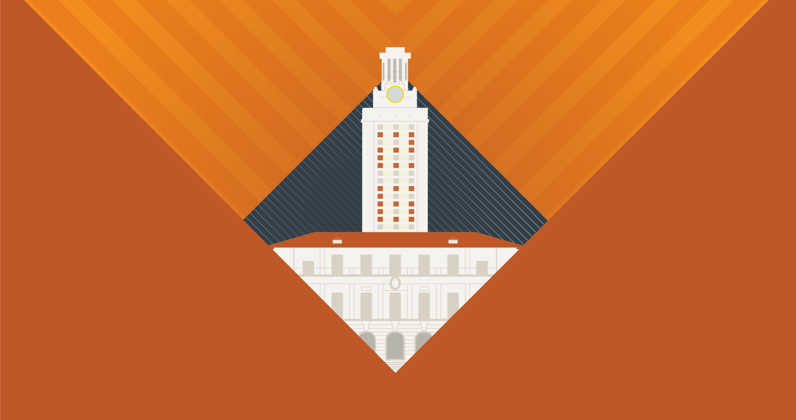Graphicsof UT Tower with 26 lit up in windows