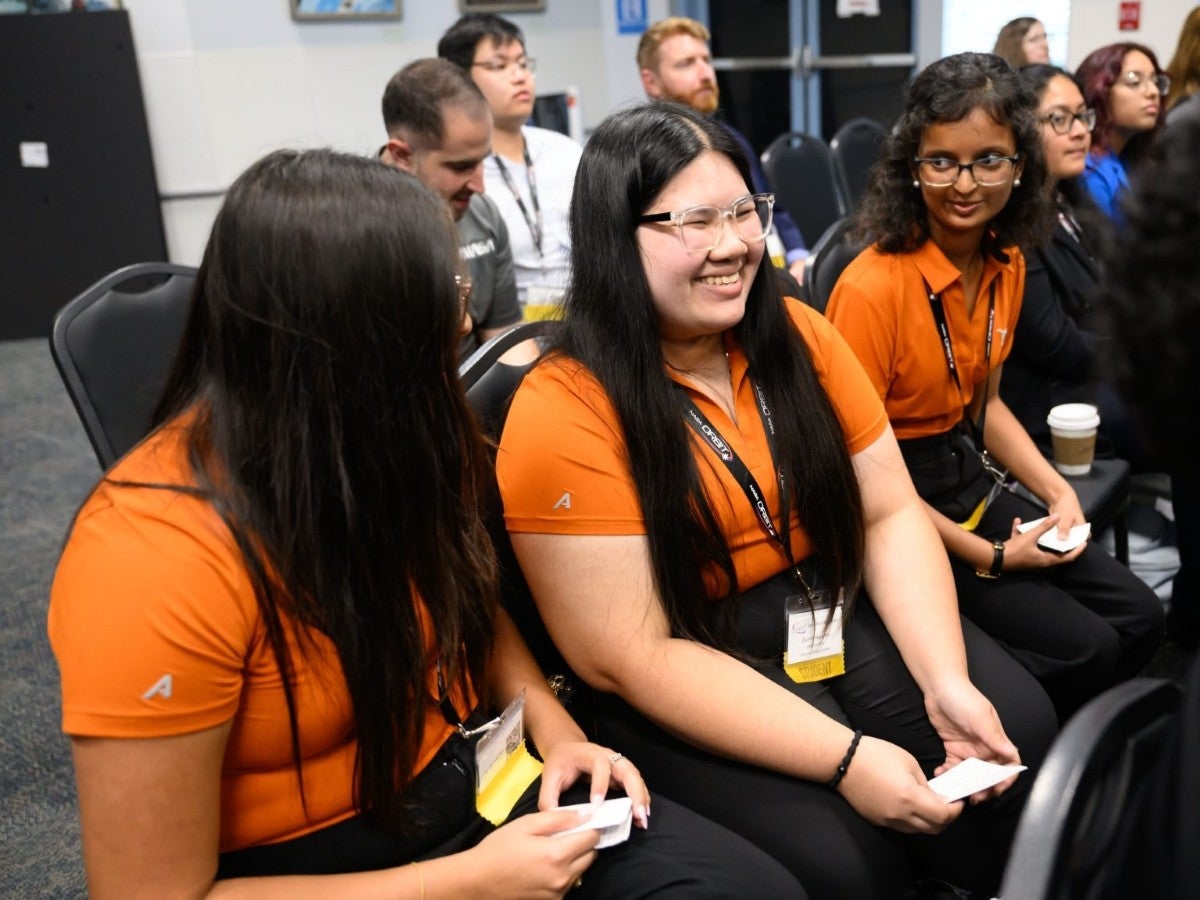 aerospace engineering students listen to a presentation at the NASA Orbit awards