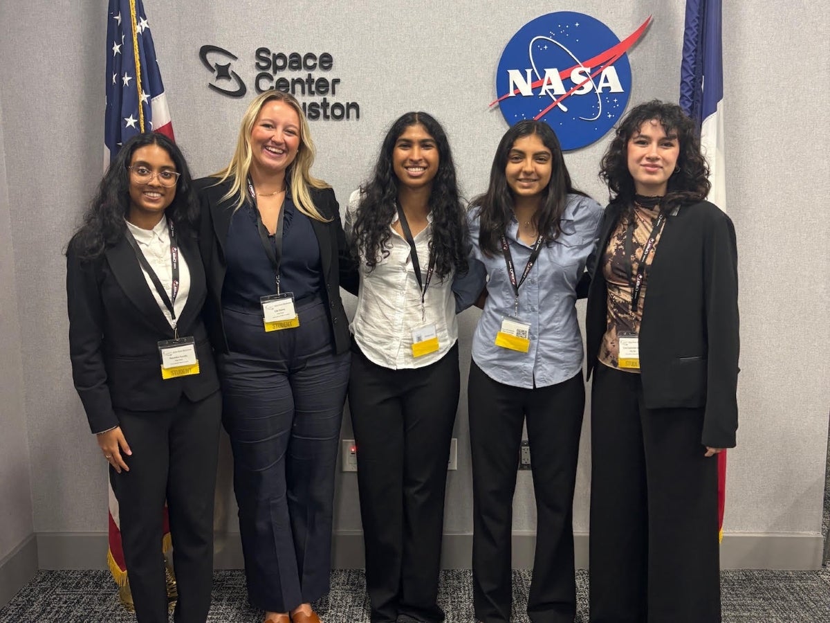 A student design team at Space Center Houston for a NASA design competition.