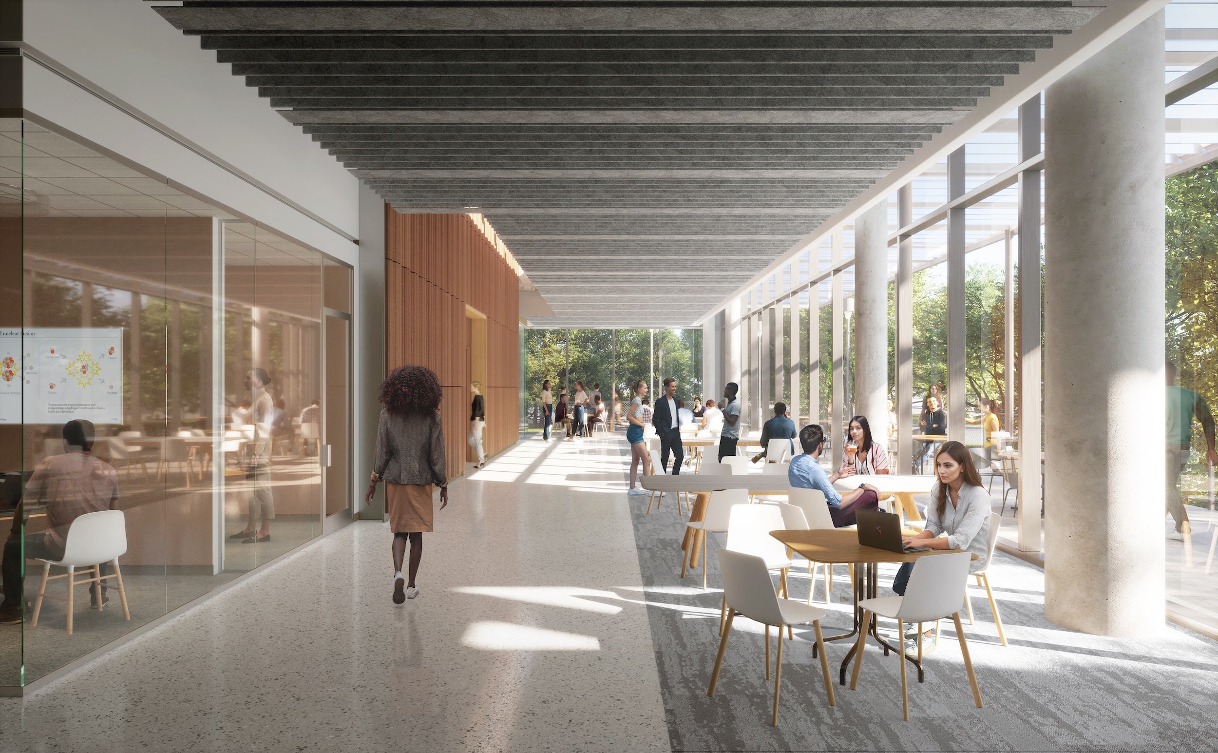 ACS Interior Open study tables Rendering with students in studying