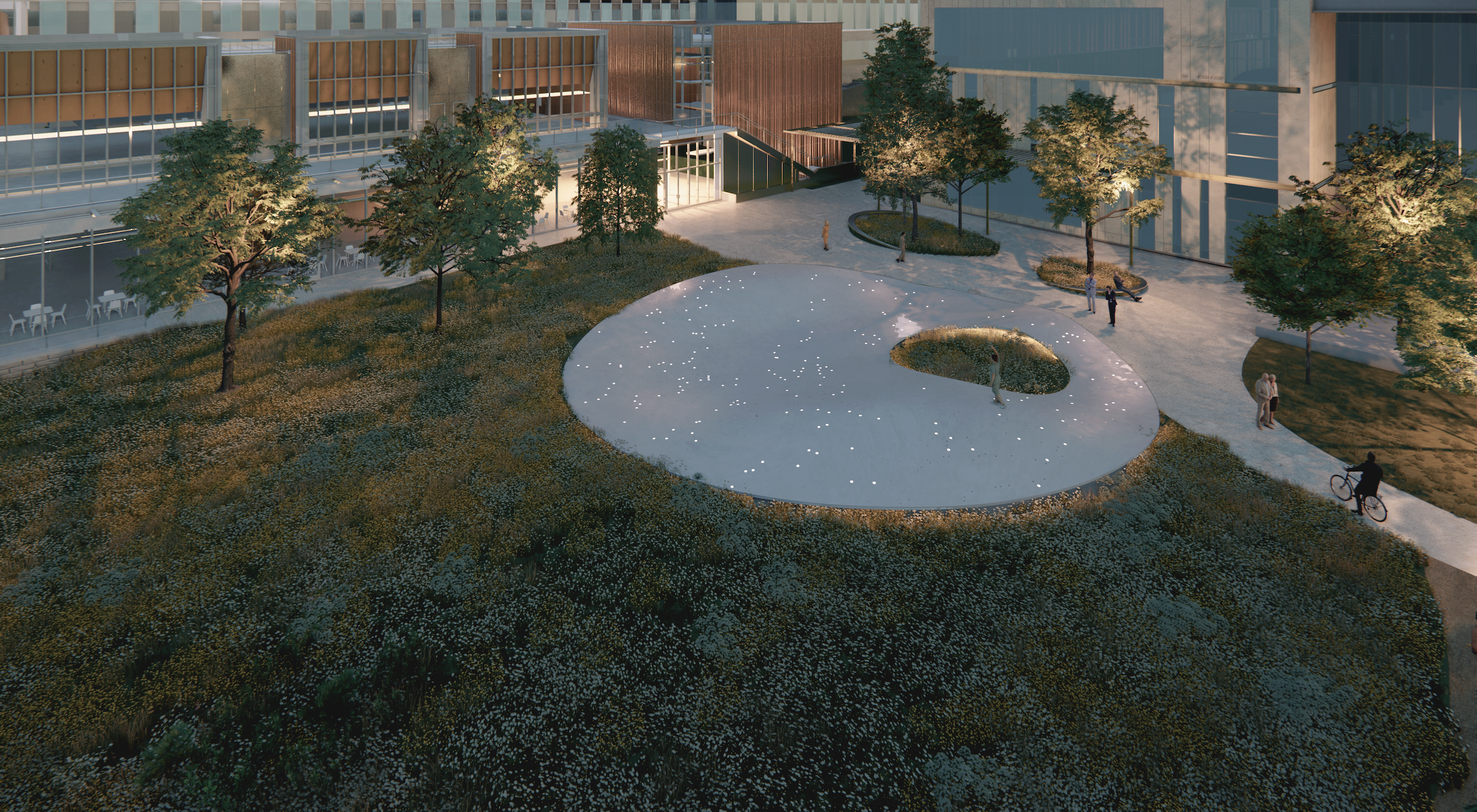 A rendering of Maya Lin's new art piece outside the Autry C. Stephens Engineering Discovery Building