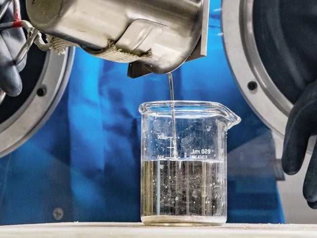 liquid sodium in a lab.
