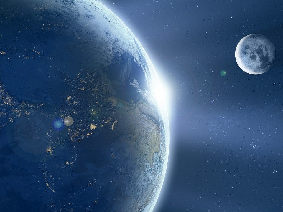 Graphic of the Earth and moon